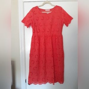 Coral Eyelet Dress